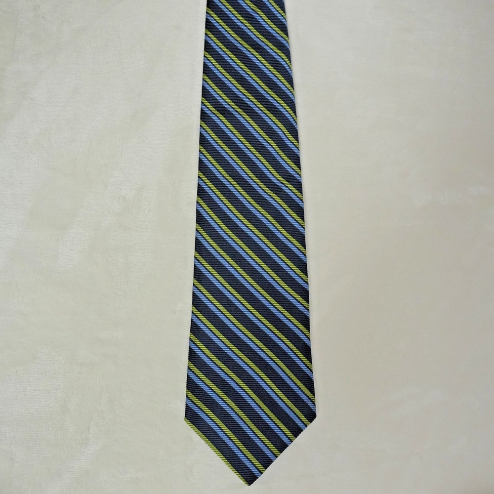 Brooks‎ Brothers Navy & Green Blue Striped Tie 100% Silk Men's Necktie 58"